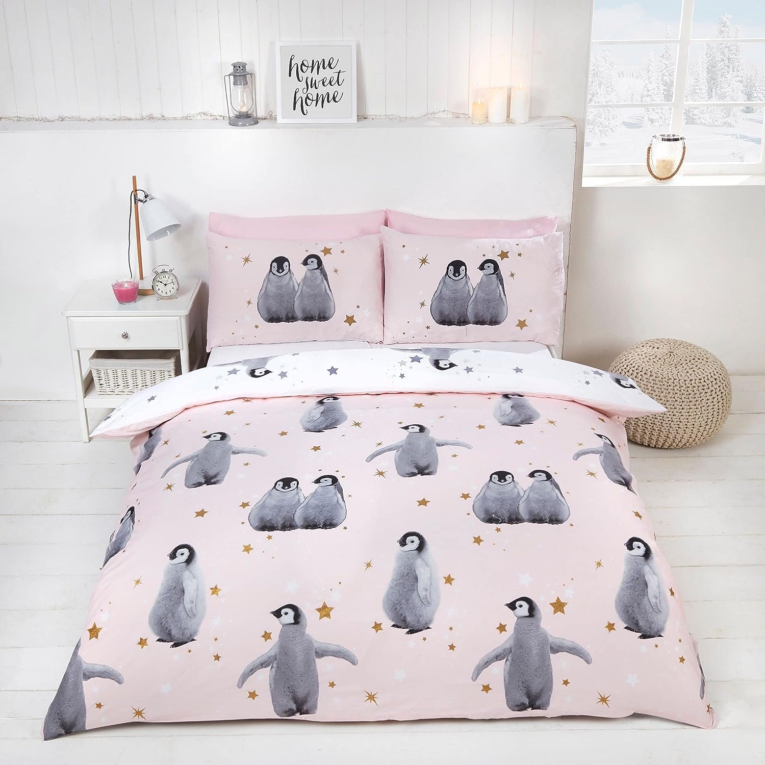 Rapport Home Starry Penguins Pink Duvet Cover Set Single Review