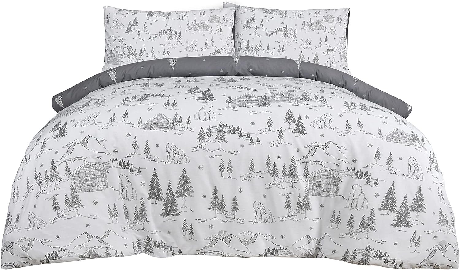 Sleepdown Polar Bears Winter Scene Snowflake White Grey Reversible Duvet Cover Quilt Bedding Set with Pillowcase Soft Easy Care Bed Linen – Single (135cm x 200cm) review