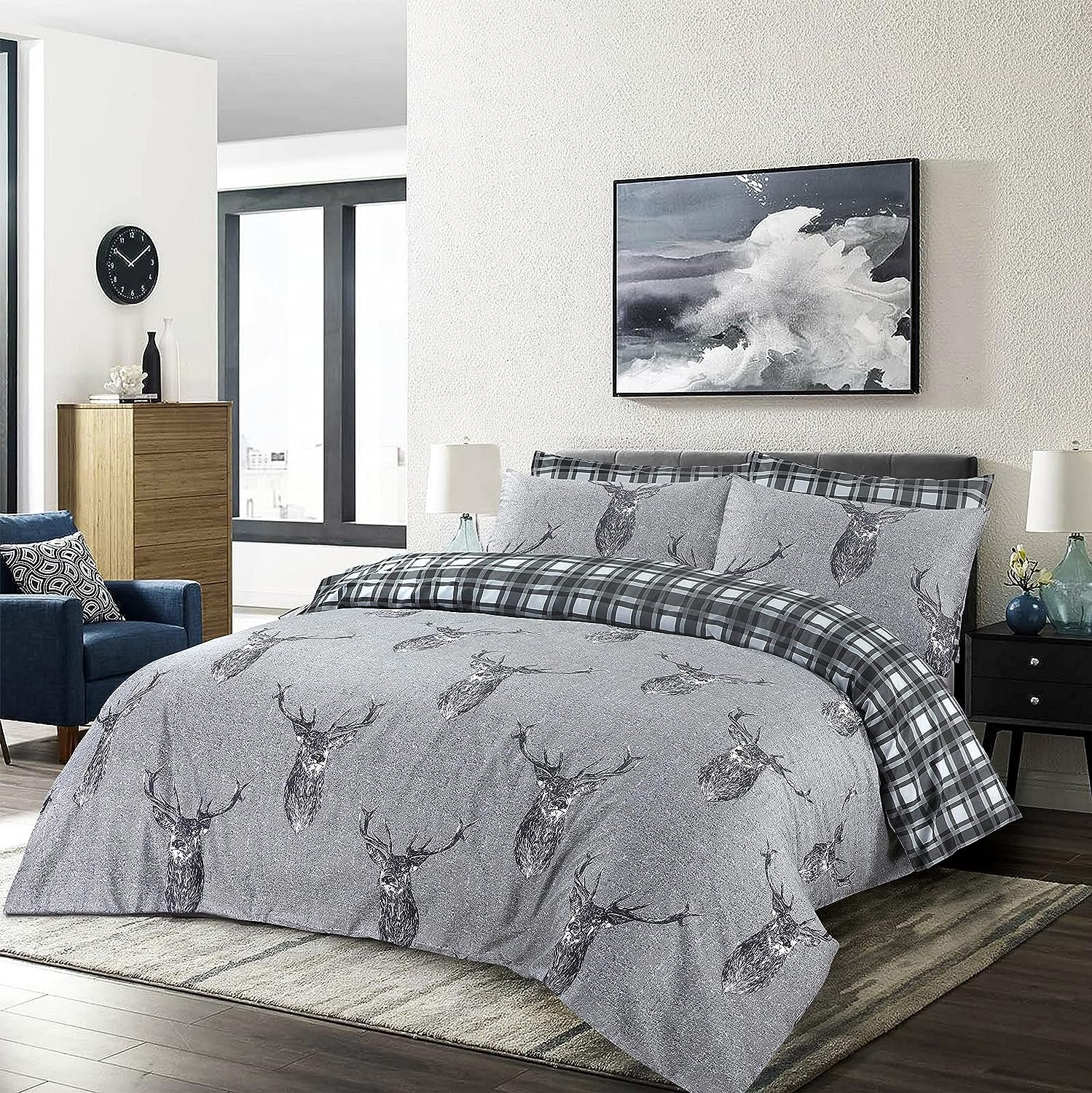 Animal Duvet Cover Set 100% Cotton Rich – Stag Silver Review