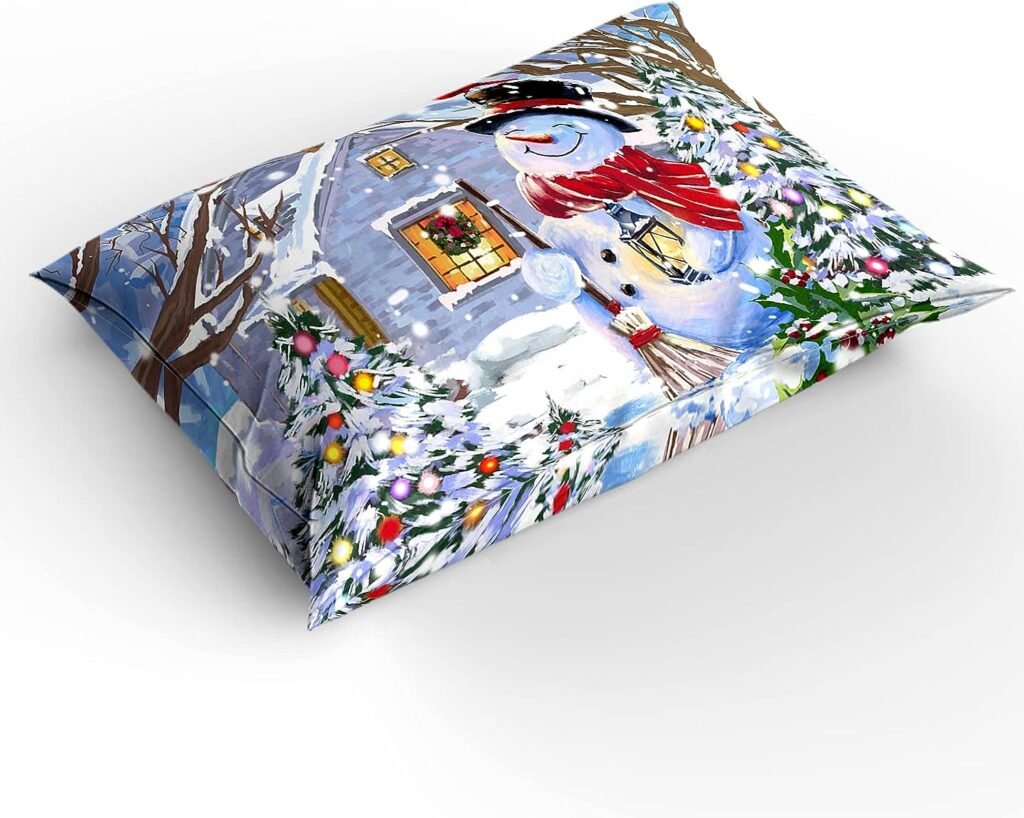 HELLOWINK Duvet Cover 3 Piece Bedding Set King Size, Christmas Snowman Cardinals Comforter Set with 2 Pillow Shams, Lightweight Soft Comforter Cover, Winter Wonderland