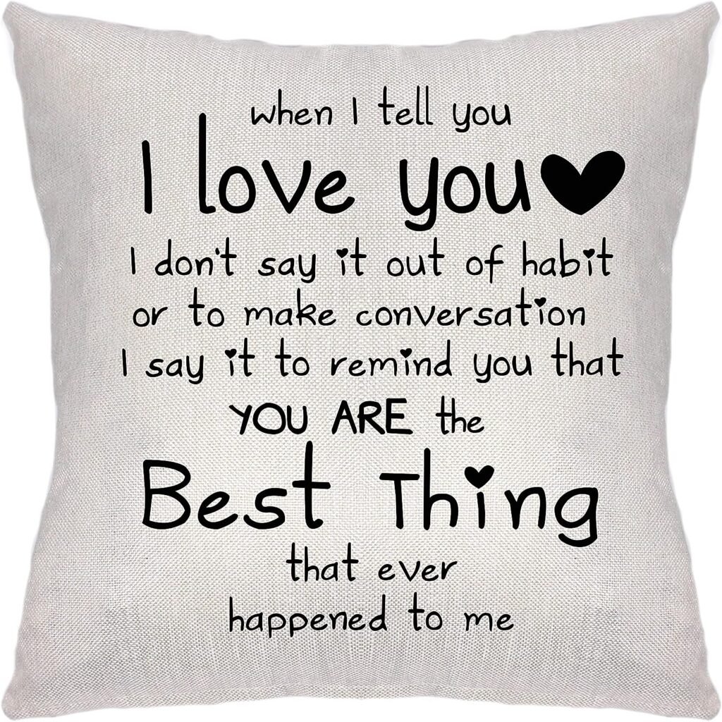 Krifton Romantic Quote I Love You Youre The Best Things That Ever Happened to Me For Valentines Day Throw Pillow Cover Cushion Cover for Sofa Bed Home Decor 18 x 18 Inch