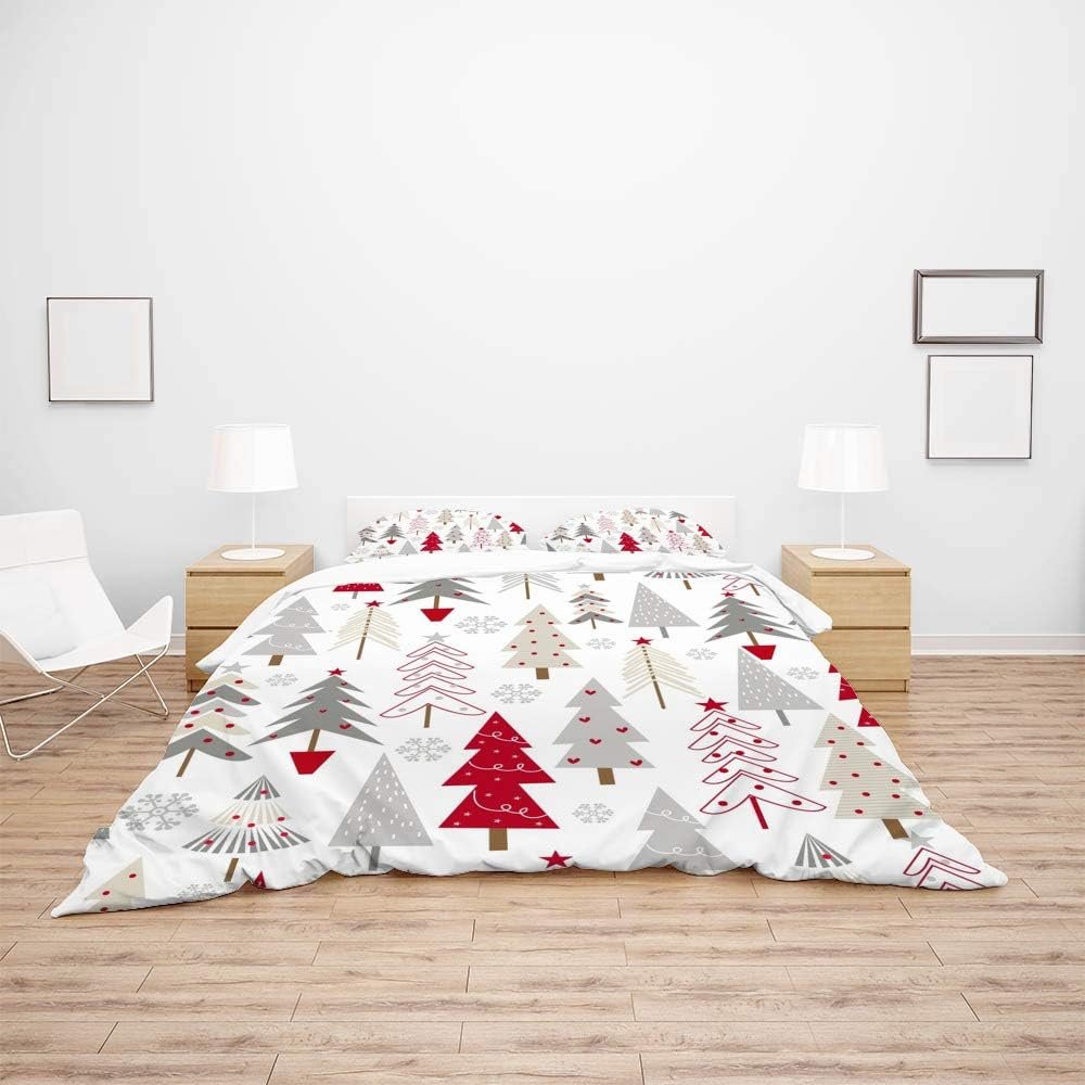 My Daily Christmas Trees Snowflakes Seamless Duvet Cover Set 3 Piece Microfiber Polyester Pillowcases Quilt Bedding Set King Size