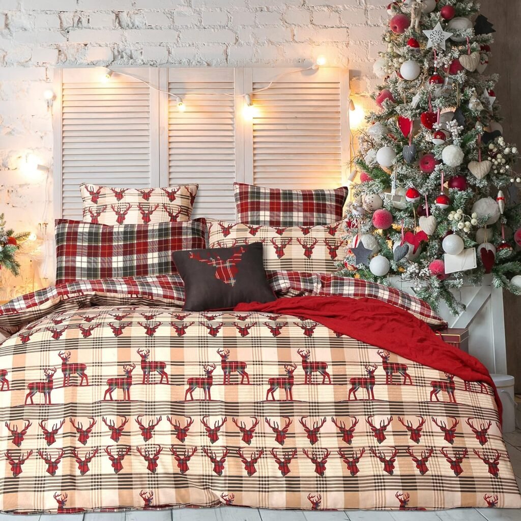 Nimsay Home Stag Tartan Check 100% Cotton Reversible Duvet Quilt Cover Bedding Set (Single Duvet Set)