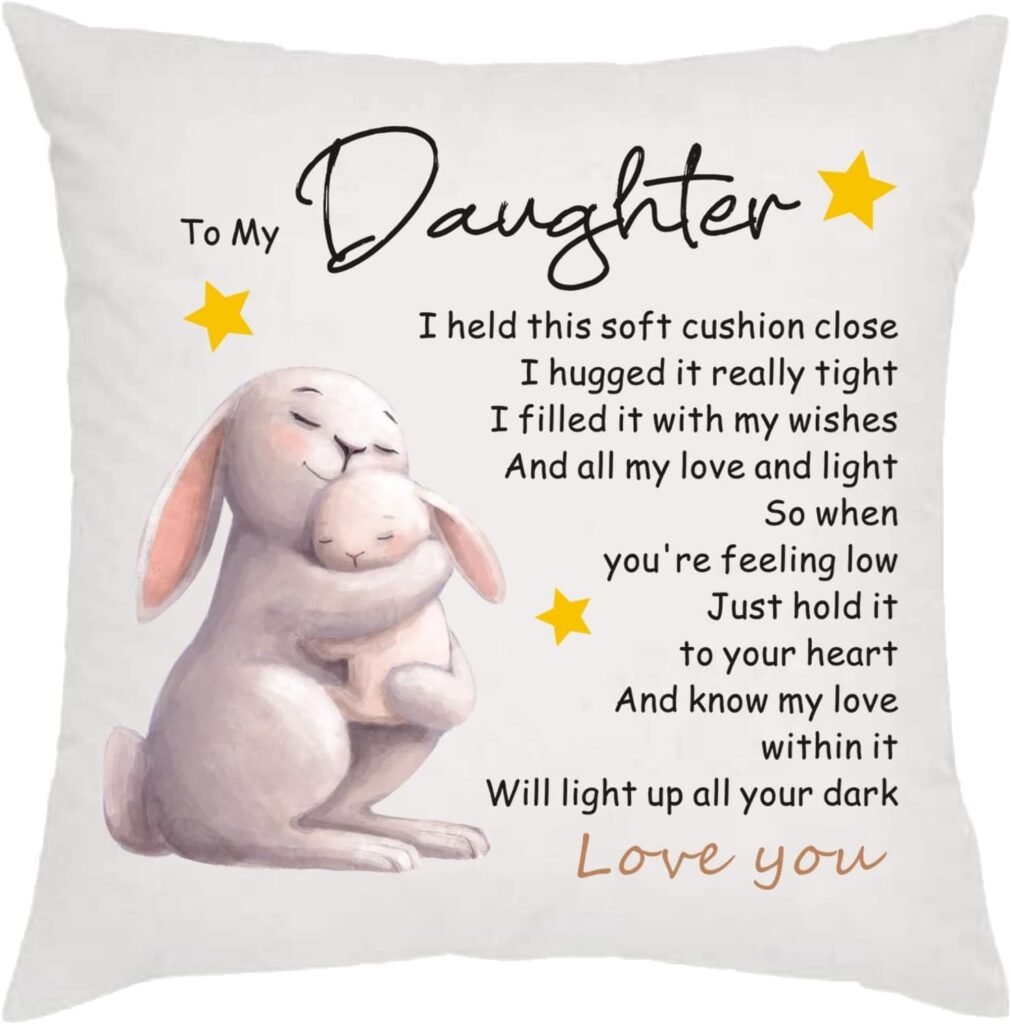 Pillow Case Daughter Gifts from Mum Dad Gift for Birthday Christmas Cushion Cover Pillow Case for Daughter Stepdaughter from Mother Father
