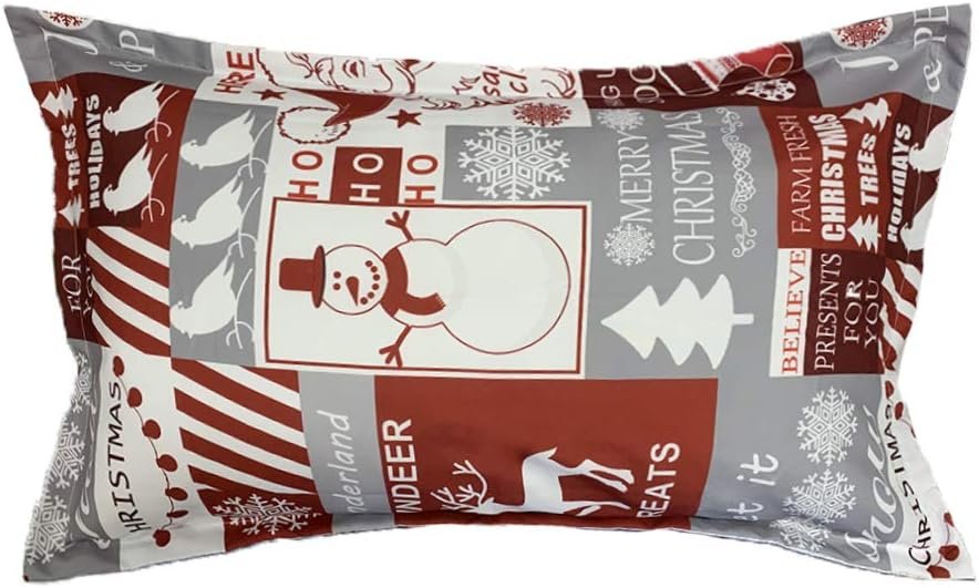 ADASMILE A  S Christmas Deer Bedding Santa Claus and Reindeer Pattern Duvet Cover for Christmas New Year Holiday Snowman and Snowflake Printed Soft Microfiber Comforter Cover Twin Size(No Comforter)