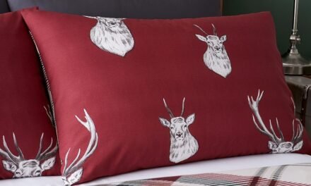 Catherine Lansfield Munro Stag Check Easy Care King Duvet Set Red Review