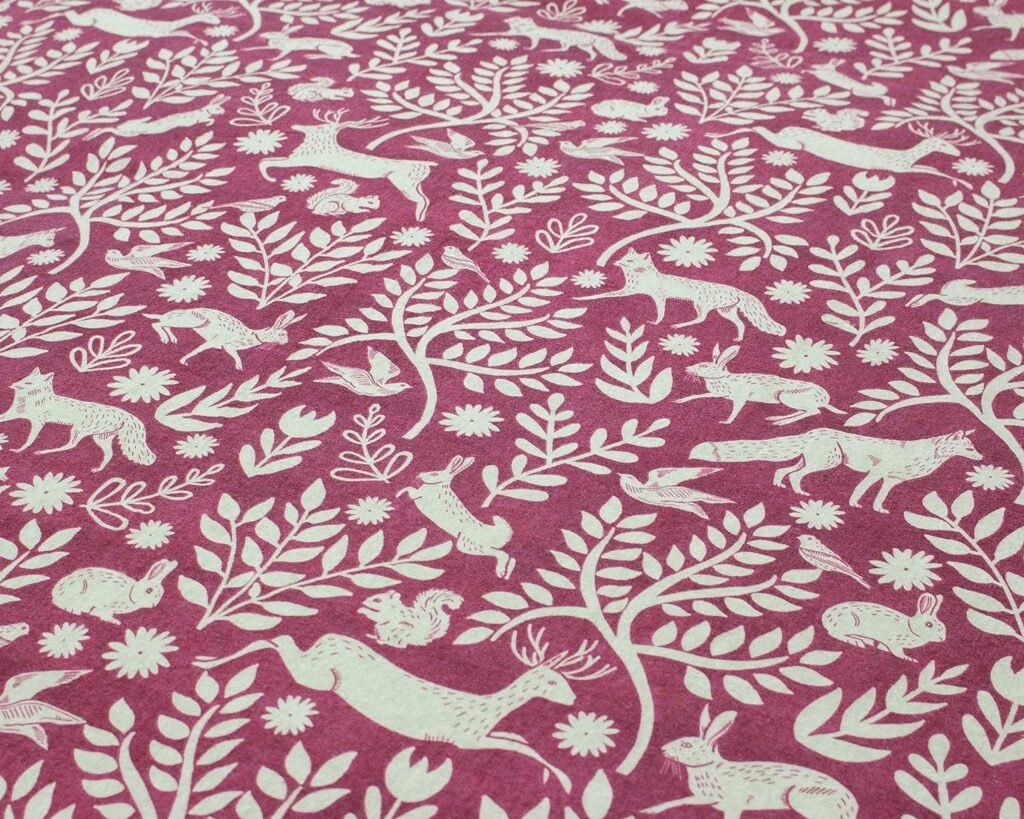 Creative Cloth Skandi Woodland Duvet Set, Cotton, Wildberry Red, King